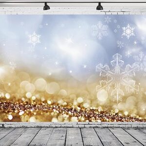 AOFOTO 5x3ft Winter Merry Christmas Photography Backdrop Gold Bokeh Snowflake Indoor Decorations Adults Baby Shower Portrait Birthday Wedding Party Carnival Decoration Newborn Photo Studio Props