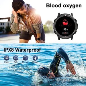 Basznrty Smart Watch for Men Fitness: (Make/Answer Call) Bluetooth Military Smartwatch for Android iPhone Phones Waterproof Outdoor Tactical Digital Sport Run Watches Tracker Sleep Heart Rate Monitor