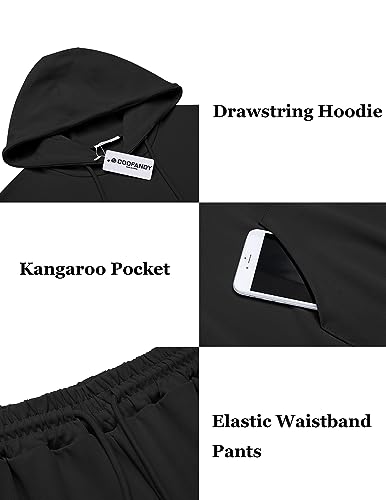 COOFANDY Mens Athletic 2 Piece Tracksuit Set Casual Sweatsuits hoodie Sweatpants Jogging Suits Black Small