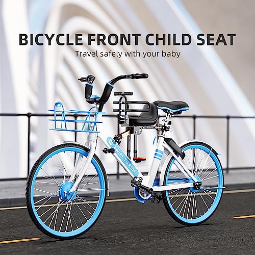 XIEEIX Front Child Bike Seat, Portable Foldable Kids Bike Seat, Adjustable Pedal Child Bicycle Seats, Safety Child Seat for All Types of Bicycles