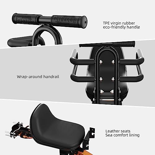 XIEEIX Front Child Bike Seat, Portable Foldable Kids Bike Seat, Adjustable Pedal Child Bicycle Seats, Safety Child Seat for All Types of Bicycles