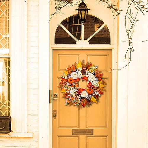 Soosubel Fall Wreaths for Front Door Thanksgiving Harvest Festival Wreath for Home Decor, Handmade Porch Autumn Wreath for Outdoor, Indoor