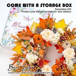 Soosubel Fall Wreaths for Front Door Thanksgiving Harvest Festival Wreath for Home Decor, Handmade Porch Autumn Wreath for Outdoor, Indoor