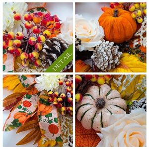 Soosubel Fall Wreaths for Front Door Thanksgiving Harvest Festival Wreath for Home Decor, Handmade Porch Autumn Wreath for Outdoor, Indoor