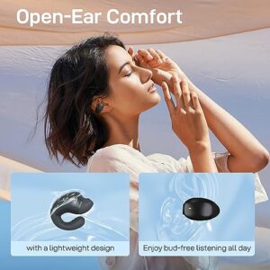 Open Ear Headphones Bluetooth Air Conduction Earphones, 48 Hours Playback with Charging Case, Ear Clips Buds Bluetooth Wreless Earbuds, Open Ear Earbuds for Workout Cycling Running Gym (Black)