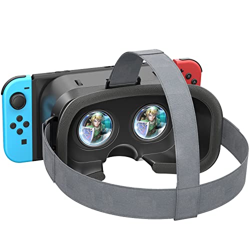 Switch VR Headset Designed for Switch & Switch OLED, Switch Virtual Reality Headset with Adjustable High-Definition Lens, Swith VR Goggles with 3D Glasses, Labo VR Kit for Switch Accessories, Black