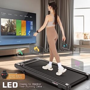 Walking Pad Under Desk Treadmill 2.5HP Folding Treadmill with Incline, 2 in 1 Treadmills for Home Office with LED Touch Screen | Remote Control | Max 300lbs Weight Capacity | Installation-Free