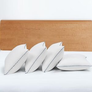 SILUI Pillows Standard Size Set of 4 Pack Bed Pillow with Soft Medium Support Down Alternative Fill for Side Back Stomach Sleepers, 20x26 Inches, White