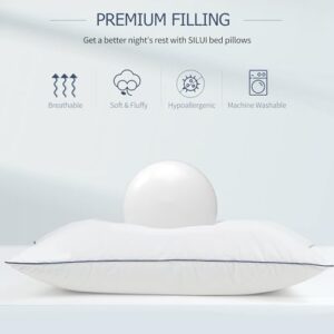 SILUI Pillows Standard Size Set of 4 Pack Bed Pillow with Soft Medium Support Down Alternative Fill for Side Back Stomach Sleepers, 20x26 Inches, White