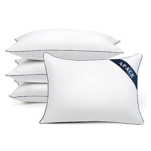 SILUI Pillows Standard Size Set of 4 Pack Bed Pillow with Soft Medium Support Down Alternative Fill for Side Back Stomach Sleepers, 20x26 Inches, White