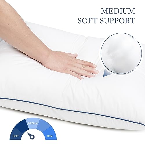 SILUI Pillows Standard Size Set of 4 Pack Bed Pillow with Soft Medium Support Down Alternative Fill for Side Back Stomach Sleepers, 20x26 Inches, White