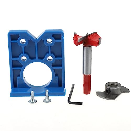 35mm Hinge Jig Kit, 8mm Round Shank Hole Opener Set YG8 Cemented Carbide Head Hinge Boring Drill Bit Hole Drill Guide Locator Woodworking Hole Opener for Cabinet Door