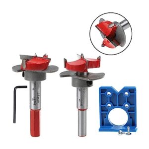 35mm Hinge Jig Kit, 8mm Round Shank Hole Opener Set YG8 Cemented Carbide Head Hinge Boring Drill Bit Hole Drill Guide Locator Woodworking Hole Opener for Cabinet Door