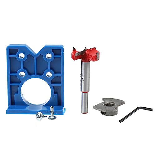 35mm Hinge Jig Kit, 8mm Round Shank Hole Opener Set YG8 Cemented Carbide Head Hinge Boring Drill Bit Hole Drill Guide Locator Woodworking Hole Opener for Cabinet Door