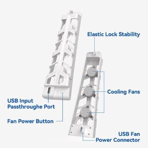 Cooling Accessories for PS5, HZLucki Upgraded PS5 Fan Cooling Fan with LED Light + USB3.0 Hubs, Efficient Cooling System Compatible with Playstation 5 Digital & Disc Edition (White)