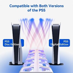 Cooling Accessories for PS5, HZLucki Upgraded PS5 Fan Cooling Fan with LED Light + USB3.0 Hubs, Efficient Cooling System Compatible with Playstation 5 Digital & Disc Edition (White)