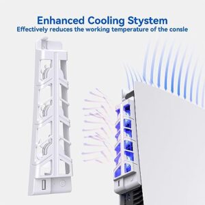 Cooling Accessories for PS5, HZLucki Upgraded PS5 Fan Cooling Fan with LED Light + USB3.0 Hubs, Efficient Cooling System Compatible with Playstation 5 Digital & Disc Edition (White)