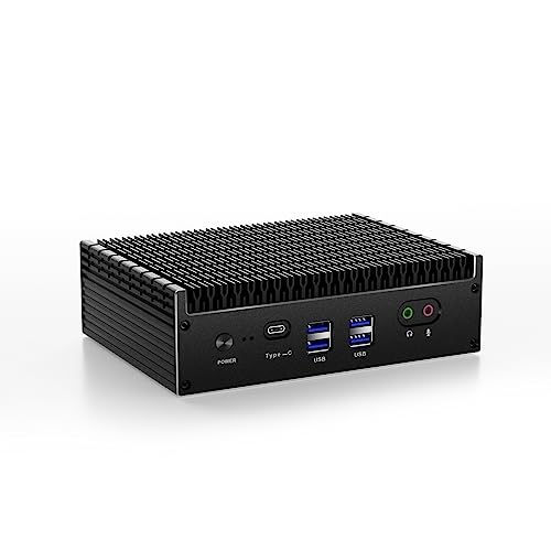 Mini PC Fanless，Intel 12th Core i7-1255U,10cores 12Threads, Slient Mini Desktop Computer 16G DDR4 1TB NVME SSD WiFi 6 BT 5.0, Dual 2.5G Ethernet,Build in Thunderbolt 4 and 4x4K Output