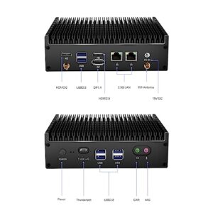 Mini PC Fanless，Intel 12th Core i7-1255U,10cores 12Threads, Slient Mini Desktop Computer 16G DDR4 1TB NVME SSD WiFi 6 BT 5.0, Dual 2.5G Ethernet,Build in Thunderbolt 4 and 4x4K Output