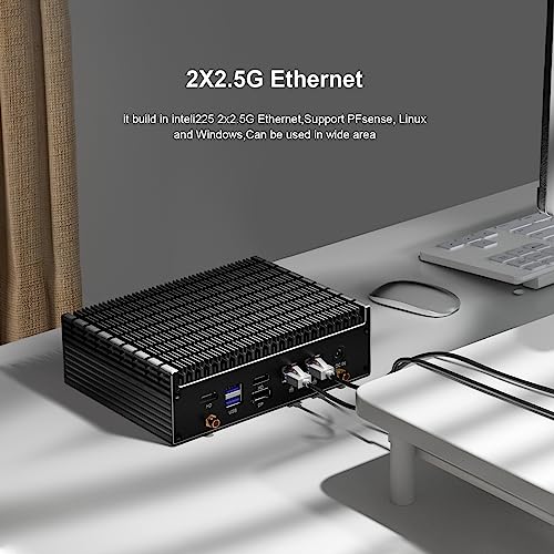 Mini PC Fanless，Intel 12th Core i7-1255U,10cores 12Threads, Slient Mini Desktop Computer 16G DDR4 1TB NVME SSD WiFi 6 BT 5.0, Dual 2.5G Ethernet,Build in Thunderbolt 4 and 4x4K Output
