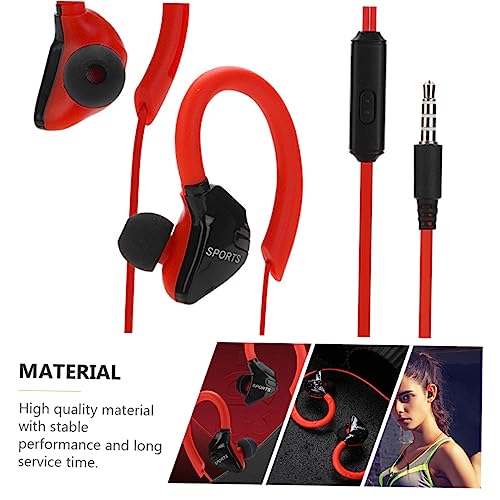 Hemobllo 1 Pair Earphones Workout Headphones Headphones Noise Cancelling Wired Headphones Ear Hooks for Earbuds Cheekbone Earphones Wired Earbuds for Running Red Headset Sports