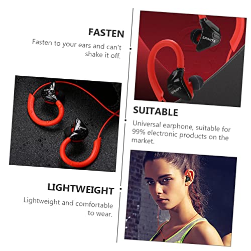 Hemobllo 1 Pair Earphones Workout Headphones Headphones Noise Cancelling Wired Headphones Ear Hooks for Earbuds Cheekbone Earphones Wired Earbuds for Running Red Headset Sports