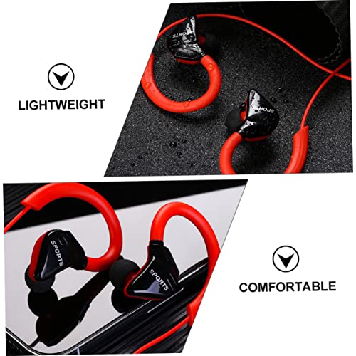 Hemobllo 1 Pair Earphones Workout Headphones Headphones Noise Cancelling Wired Headphones Ear Hooks for Earbuds Cheekbone Earphones Wired Earbuds for Running Red Headset Sports