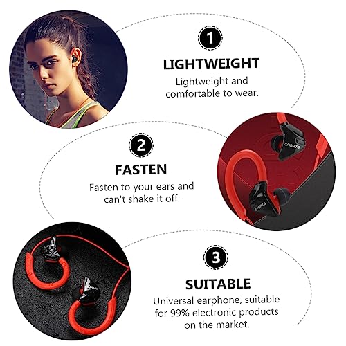 Hemobllo 1 Pair Earphones Workout Headphones Headphones Noise Cancelling Wired Headphones Ear Hooks for Earbuds Cheekbone Earphones Wired Earbuds for Running Red Headset Sports