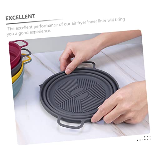 Alipis 2pcs Air Fryer Tray Silicone Bakeware Round Tray Non Stick Baking Sheet Folding Silicone Air Fryer Basket Air Fryer Liner Oven Liner Silicone Air Fryer Pad Reusable Air Fryer Mat