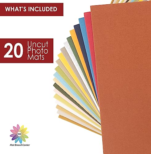 Mat Board Center, 8x10 Uncut Mat Boards, Backing Boards for Crafts, Photos, Frames and More (Mixed Color, 20-Pack)