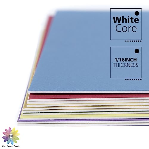 Mat Board Center, 8x10 Uncut Mat Boards, Backing Boards for Crafts, Photos, Frames and More (Mixed Color, 20-Pack)