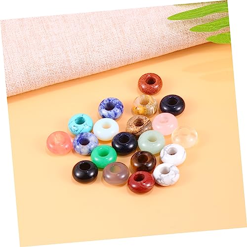 TEHAUX 20pcs Gemstone Bracelets Beaded Bracelet Large Hole Spacer Beads Big Hole Loose Beads Agate Loose Beads Craft Beads for Jewelry Making DIY Beads Jewelry Beads Beading Kits Necklace