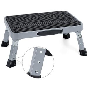 height-adjustable 7"- 9" folding step stool with non-slip platform 10" x 15" - portable step ladder for adults and kids - perfect for office, kitchen, home - sturdy - supports up to 330 lbs
