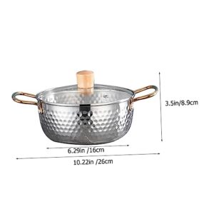 YARNOW 2pcs Korean Ramen Pot Cooking Pan with Lid Stainless Steel Saucepan Korean Pot Instant Noodles Pot Ramen Pot for Cooking Stainless Steel Silver Stew Pot Cookware Practical Pot Milk