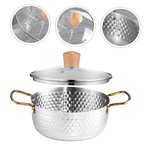 YARNOW 2pcs Korean Ramen Pot Cooking Pan with Lid Stainless Steel Saucepan Korean Pot Instant Noodles Pot Ramen Pot for Cooking Stainless Steel Silver Stew Pot Cookware Practical Pot Milk