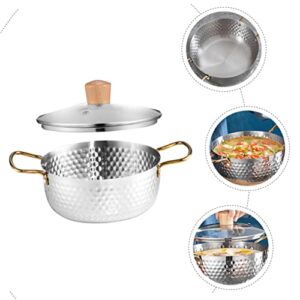 YARNOW 2pcs Korean Ramen Pot Cooking Pan with Lid Stainless Steel Saucepan Korean Pot Instant Noodles Pot Ramen Pot for Cooking Stainless Steel Silver Stew Pot Cookware Practical Pot Milk