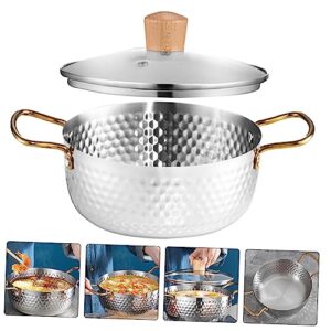 YARNOW 2pcs Korean Ramen Pot Cooking Pan with Lid Stainless Steel Saucepan Korean Pot Instant Noodles Pot Ramen Pot for Cooking Stainless Steel Silver Stew Pot Cookware Practical Pot Milk