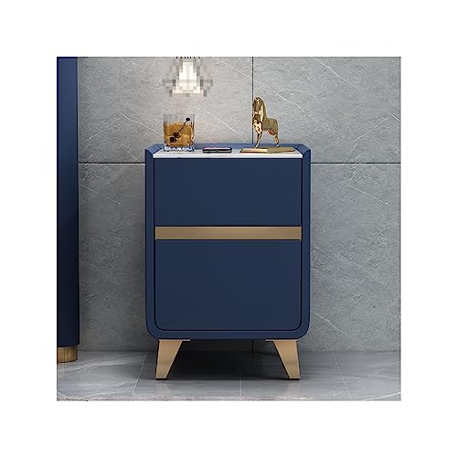 Narrow Bedside Table Modern Nightstand W/ 2 Wooden Drawer Solid Wood and Leather End Table Side Table Modern Bedside Cabinet for Apartment