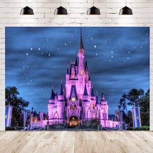floewrstown princess castle backdrop 7x5ft washable polyester beautiful castle night view photography background cinderella castle backdrop birthday party photo video shooting props ft126