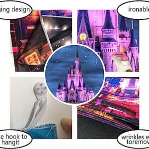 Floewrstown Princess Castle Backdrop 7x5ft Washable Polyester Beautiful Castle Night View Photography Background Cinderella Castle Backdrop Birthday Party Photo Video Shooting Props FT126