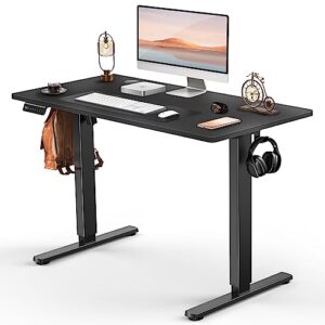 smug electric standing desk with memory preset, ergonomic height adjustable table with t-shaped metal bracket modern computer workstations for home office, 4024, black