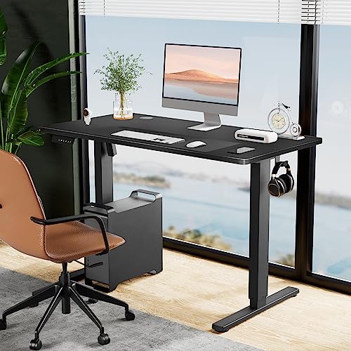 SMUG Electric Standing Desk with Memory Preset, Ergonomic Height Adjustable Table with T-Shaped Metal Bracket Modern Computer Workstations for Home Office, 4024, Black