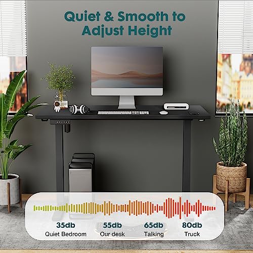 SMUG Electric Standing Desk with Memory Preset, Ergonomic Height Adjustable Table with T-Shaped Metal Bracket Modern Computer Workstations for Home Office, 4024, Black