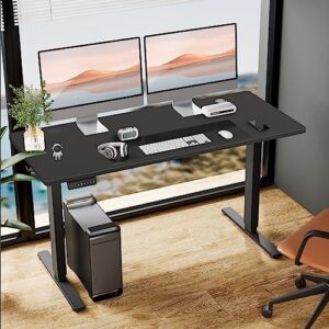 SMUG Electric Standing Desk with Memory Preset, Ergonomic Height Adjustable Table with T-Shaped Metal Bracket Modern Computer Workstations for Home Office, 4024, Black