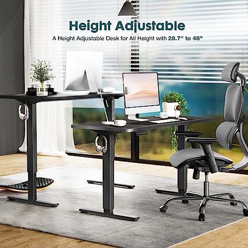 SMUG Electric Standing Desk with Memory Preset, Ergonomic Height Adjustable Table with T-Shaped Metal Bracket Modern Computer Workstations for Home Office, 4024, Black