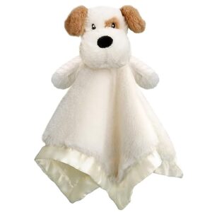 beilimu dog security blanket soft lovey baby stuffed animal with satin backing for newborn boys and girls, lovely unisex puppy snuggle toy, khaki 14 inch