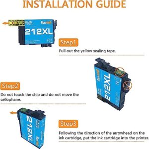 Run Star 2 Pack 212XL Cyan Remanufactured Ink Cartridge Replacement for Epson 212XL T212XL use for Epson Workforce WF-2830 2850 Expression Home XP-4100 4105 Printer (2 Cyan)