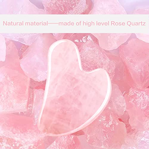 Contrybox Gua Sha Facial Tools, Rose Quartz Guasha Tool for Face & Eye Gua Sha Stone for Puffiness Reducing & Jawline Sculpting Face Stone Gua Sha Tools for Skin Care Woman GuaSha Stone Tool, Pink