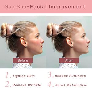 Contrybox Gua Sha Facial Tools, Rose Quartz Guasha Tool for Face & Eye Gua Sha Stone for Puffiness Reducing & Jawline Sculpting Face Stone Gua Sha Tools for Skin Care Woman GuaSha Stone Tool, Pink