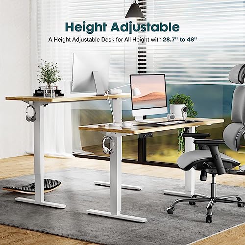 SMUG Electric Standing Desk with Memory Preset, Ergonomic Height Adjustable Table with T-Shaped Metal Bracket Modern Computer Workstations for Home Office, 4024, Natural